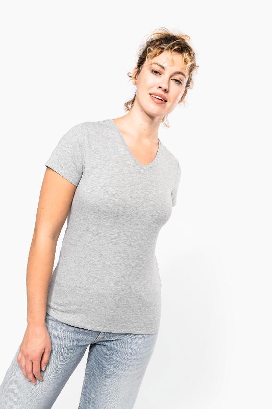 T-shirt col V manches courtes femme - Kariban - Réf: K3015 - Coupe moderne près du corps - 160 g/m²_0