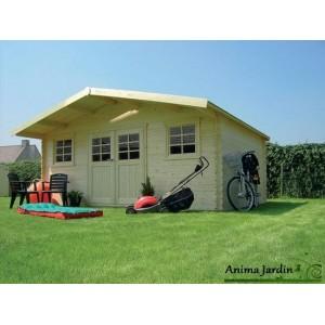 Abri de jardin en bois 28mm - 19,71m² ext - avec double porte, fenêtres en verre et seuil métal - s835-cro_0