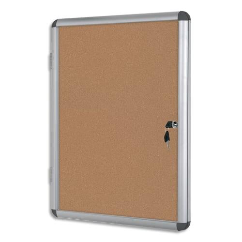 Bi-office vitrine d'intérieur en aluminium, surface en liège - format : 98,1 x 72 cm_0