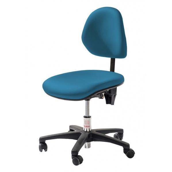 Fauteuil professionnel petite enfance - base plastique - assise rembourrée bleu foncé en simili cuir - réglage dossier et siège - garantie 5 ans_0