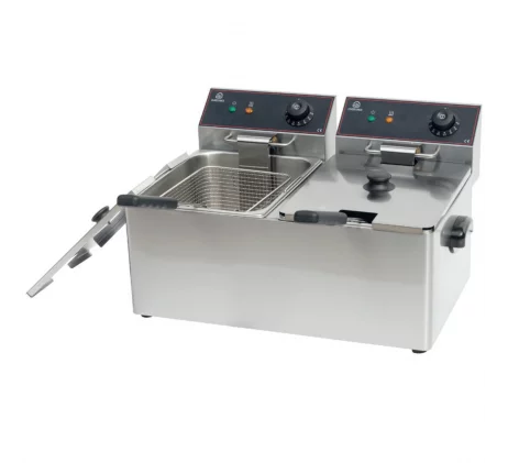 Friteuse électrique sur table - 2x8 litres - 2x3250W - Réf: DF8L2 - Inox - Thermostat réglable_0