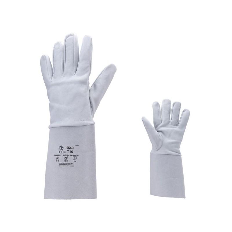 Gants de soudure à froid MO2540 - tout fleur d'agneau - manchette croûte 15 cm - normes EN1149-5, EN12477, EN388, EN407, EN420_0