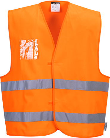 Gilet HV orange C475 avec porte-badge à double entrée - Conforme EN ISO 20471 classe 2 et norme RIS 3279-TOM_0