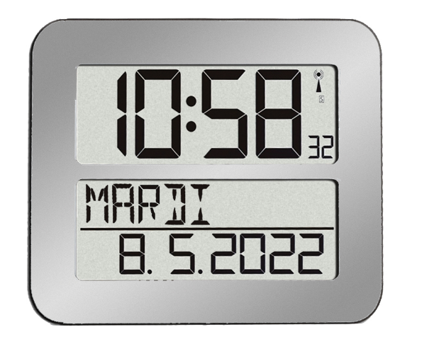 Horloge / calendrier lcd - radio-pilotée - coloris gris #6412/3t_0
