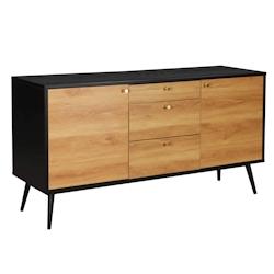 Oviala Business Oviala Buffet scandinave effet bois clair 2 portes 3 tiroirs 150 cm noir - noir Bois massif 113681_0