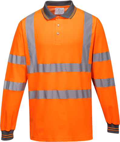 Polo réfléchissant à manches longues - coton majoritaire - orange S271, S - certifié CE, norme EN ISO 20471 classe 3_0
