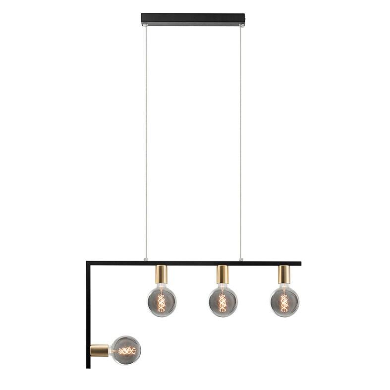 ROSSINI ILLUMINAZIONE Twin Lampe À Suspension Design Moderne En Métal, Coloris Noir Et Laiton Satiné, Raccordement E27, Ip20, 75W - Groupe Rossini_0