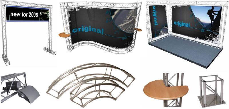Stand modulaire - structure en aluminium - plusieurs combinaisons possibles - assemblage par vis ou par goupilles_0