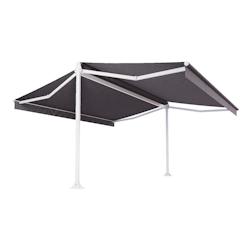 Store double pente Mabay 4,14x2x2,00 M Intersun Motorisé à télécommande (Blanc satiné RAL9010 - Gris foncé 300g/m²) - gris aluminium 3662618010160_0