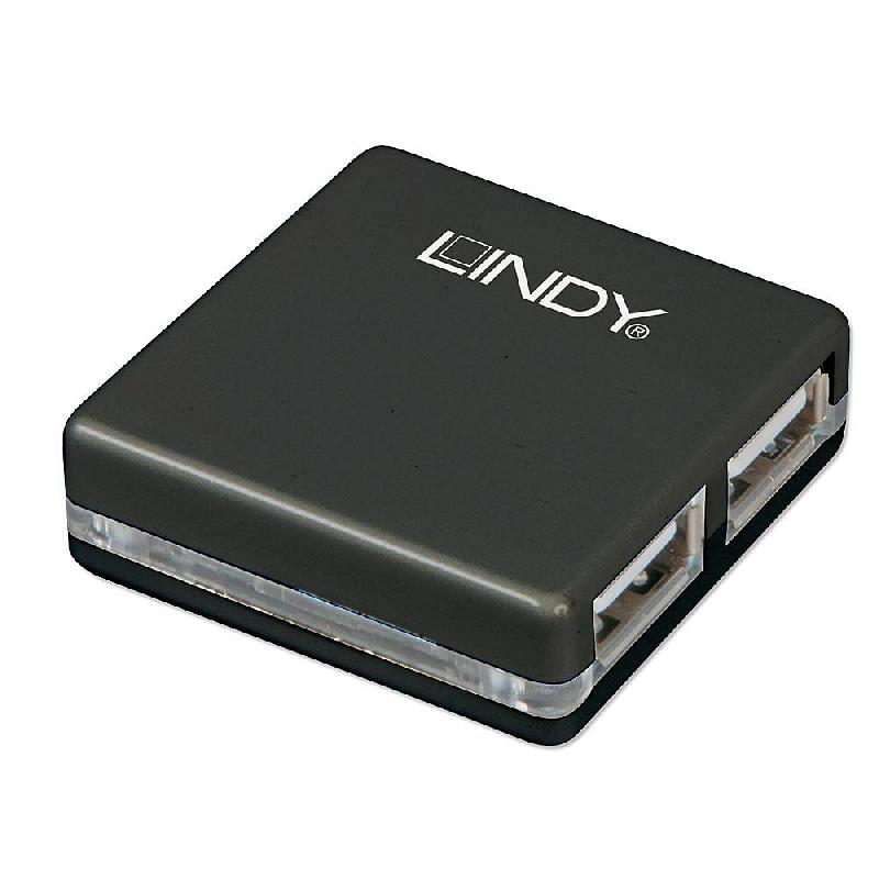 Mini-Hub USB 2.0 Lindy 42742 - 4 ports compacts - Auto-alimenté par bus USB_0