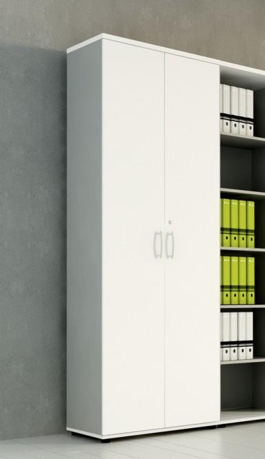 Armoire haute avec portes battantes équipée d'étagères - MDD - Chêne Canadien, Noir_0