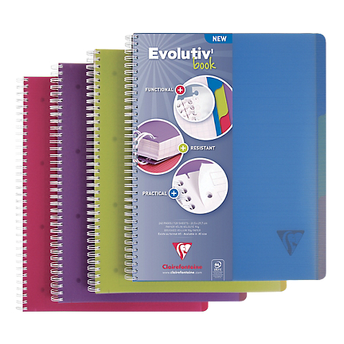 CAHIER PETITS CARREAUX PERFORÉ RELIURE INTÉGRALE CLAIREFONTAINE LINICOLOR A5+ SPIRALE LATÉRAL BLANC COLORIS ALÉATOIRE POLYPROPYLÈNE QUADRILLÉ 180 PAGES - 90 FEUILLES