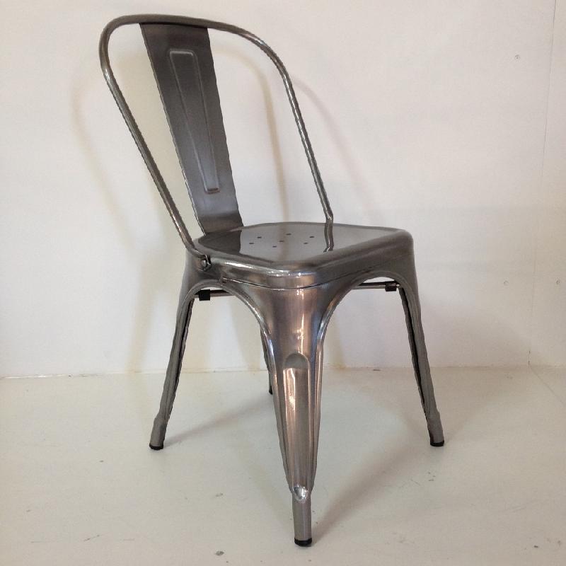 Chaise en metal factory - edition brillant - acier brosse_0