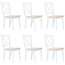 Décoshop26 - Set de 6 chaises de salle à manger blanc et bois clair bois hévéa massif blanc DEC025665 - blanc 3000255377305_0
