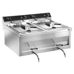 Friteuse à Poser Electrique en Inox avec Robinet de Vidange   2 x 12 L   AFI Collin Lucy - 0652733188540_0