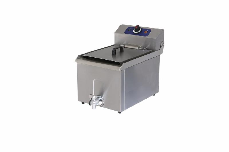 Friteuse professionnelle électrique de table avec robinet de vidange, capacité de l'huile 8 litres - 1240G_0