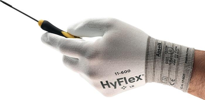 Gant HyFlex 11-600 taille 9 blanc EN 388 catégorie EPI II nylon avec polyuréthane ANSELL_0