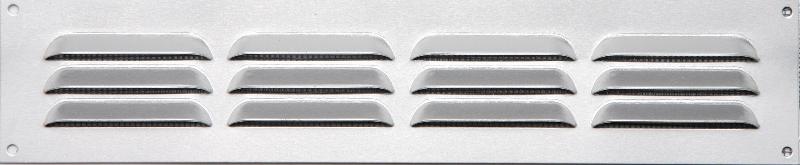 Grille d'aération en aluminium anodisé - 5 x 24 cm - Intérieur/Extérieur, passage d'air 27 cm², avec moustiquaire_0
