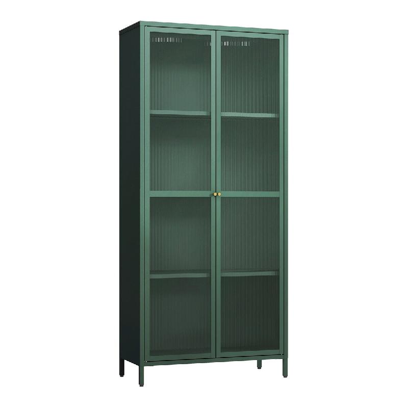 Helloshop26 - Armoire étagère meuble de rangement vitrée acier verre 180 x 80 x 35 cm vert sapin 03_0008938 - vert verre 3000224427918_0