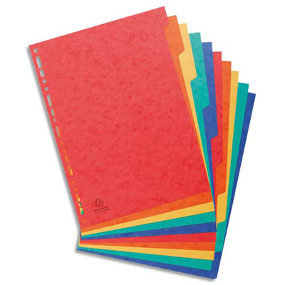 INTERCALAIRES TOUCHES NEUTRES EXACOMPTA - CARTE 225 G - A4 - 10 POSITIONS - COLORIS ASSORTIS