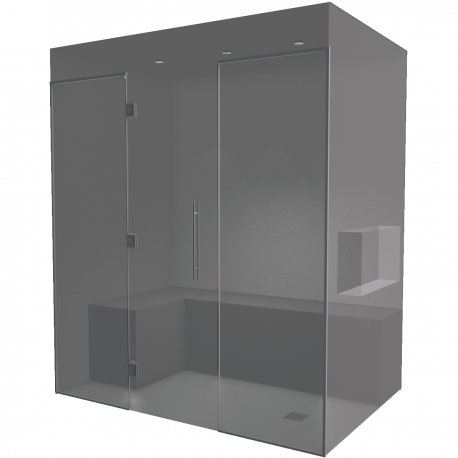 Kit de construction cabine de hammam - Paroi vitrée à carreler 180x120 avec générateur vapeur et accessoires inclus_0