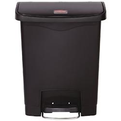 Poubelle à pédale frontale - Rubbermaid Slim Jim noire 30L - Polyéthylène 425 x 271 x 536 mm - Fermeture silencieuse et certifiée TÜV_0