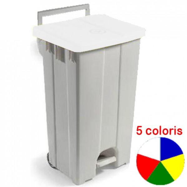 Poubelle tri sélectif 90 litres - Blanc - Couvercle à pédale - 2 roues - Marque Rolléco_0