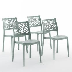 RATTATAN Set 4 Chaises en polypropylène avec fibre de verre empilables pour extérieur et jardin, bar et restaurant, cuisine design moderne - FLORA -_0