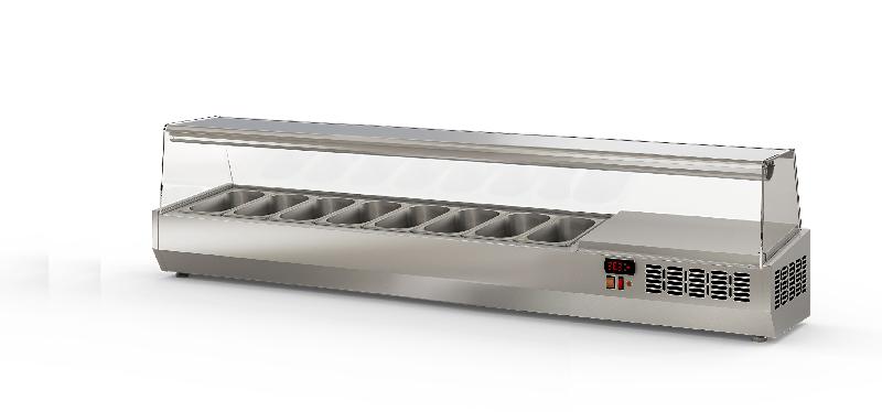 Saladette à ingrédients professionnelle en inox - 8 bacs GN 1/4 - vitre pare-haleine - EI180-1/4_0