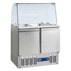 Saladette avec vitre bombée - 2 x GN 1/1 + 3 x GN 1/6 - Réserve 2 portes GN 1/1 - 240 litres - SAL2M/D + KV2_0