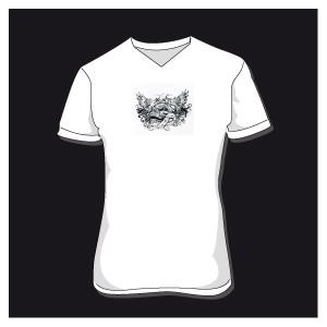 T-shirt homme tête de mort - col V - motif personnalisable - textile BC de qualité_0