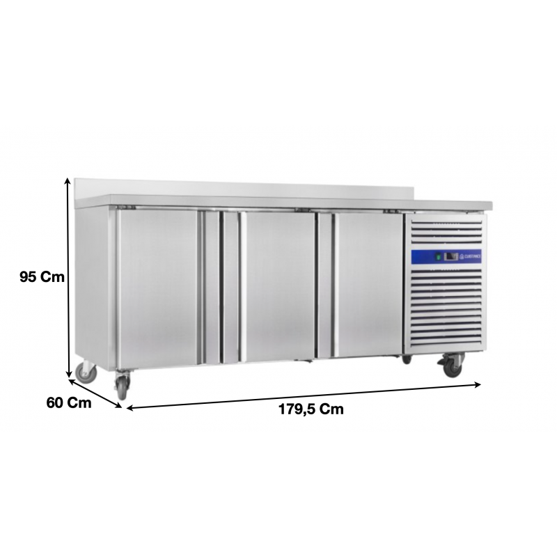 Table réfrigérée sur roulettes 3 portes avec dosseret tropicalisé - SNACK3200TN_0