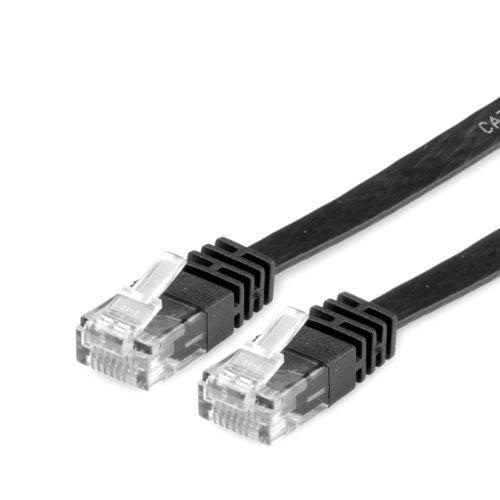 VALUE Câble RJ45 UTP Catégorie 6 - Plat - Noir - 0,5m - Protection anti-pilage - Réf. 21.99.0960_0