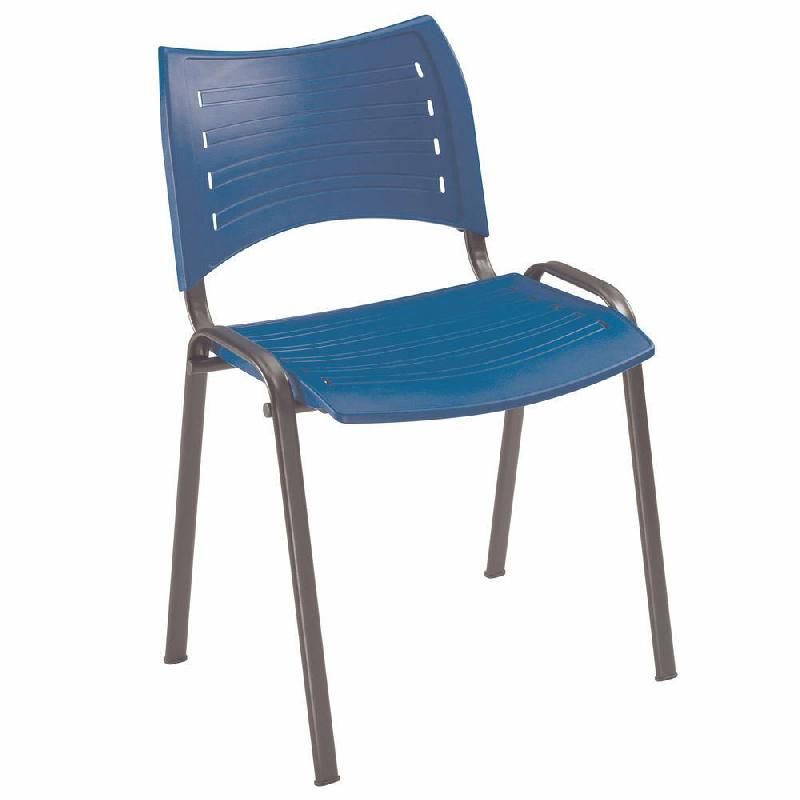 CHAISE COLLECTIVITÉS FUN - POLYPROPYLÈNE - BLEU - PIEDS MÉTAL NOIR (PRIX À L'UNITÉ)