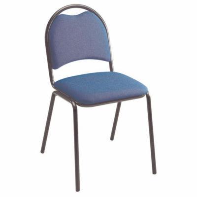 Chaise visiteur Clara - Tissu rembourré - Bleu - Pieds métal Noir - lot de 4_0