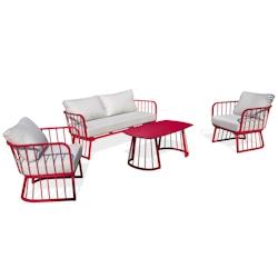CITY Garden Salon de jardin 4 places en aluminium framboise - APOLLINE - rouge aluminium APOLLINE-S2_0