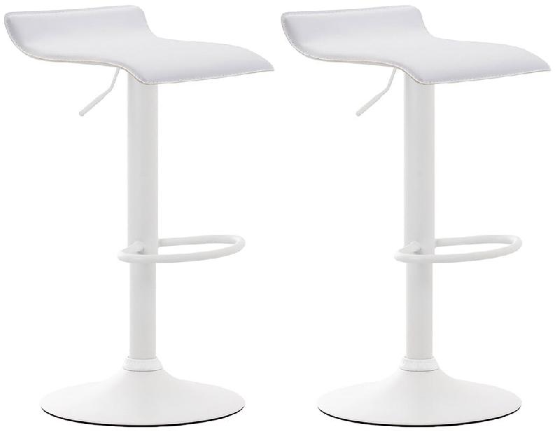 Décoshop26 - Lot de 2 tabourets de bar design minimaliste hauteur réglable repose-pieds en PVC blanc et métal blanc 10_0005560 - blanc métal 30002_0
