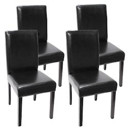 Décoshop26 - Lot de 4 chaises de salle à manger cuisine en cuir noir pieds en bois foncés design moderne 04_0001963 - noir 3000047632698_0