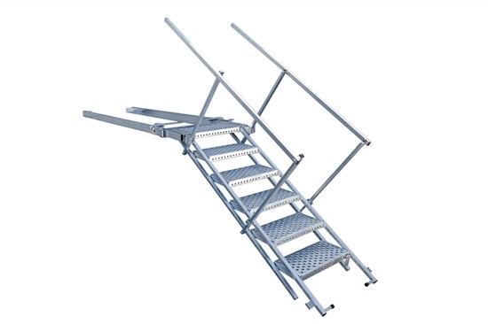 Escalier escamotable sécurisé avec rampe pour camion poids lourds_0
