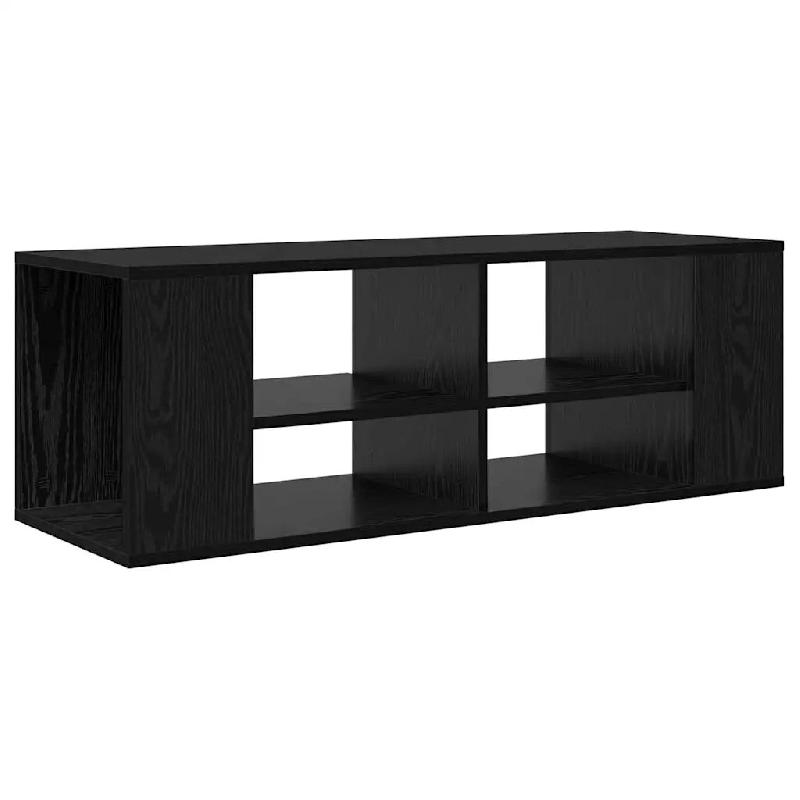 Helloshop26 - Meuble TV mural moderne 102 x 35 x 35 cm avec étagères pratiques et design épuré en bois d'ingénierie noir 02_0052449 - noir Bois m_0