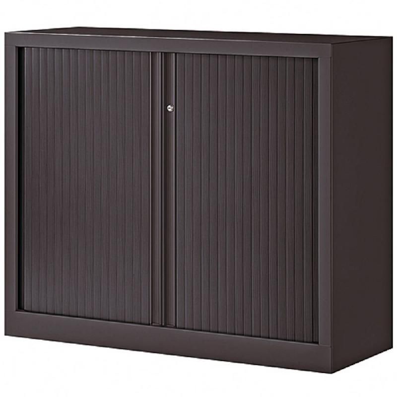 JPG ARMOIRE MÉTAL MONOBLOC NF ENVIRONNEMENT - A RIDEAUX - H. 100 X L. 120 CM - CORPS ANTHRACITE  - RIDEAUX ANTHRACITE