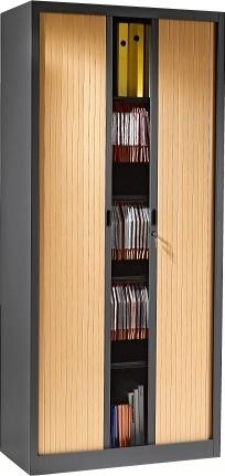 ARMOIRE MÉTAL PORTE RIDEAUX PVC LARGEUR 90 CM HAUTEUR 198 CM MERISIER/ANTHRACITE - MANUTAN COLLECTIVITÉS