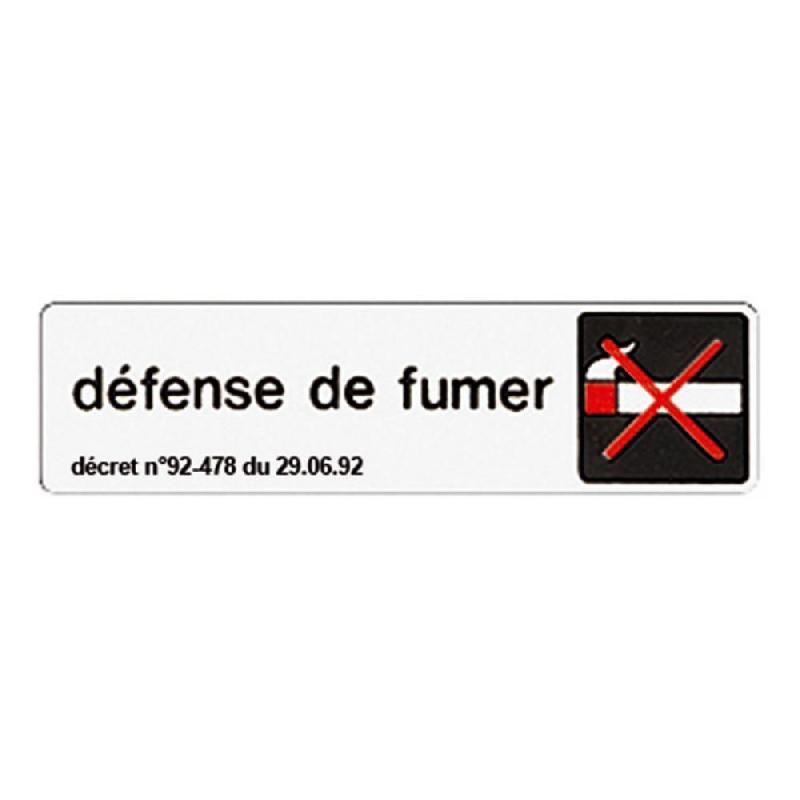 PLAQUE AUTOCOLLANTE 'DÉFENSE DE FUMER' ALU ANTI-CORROSION