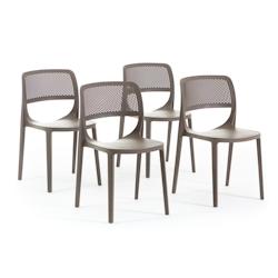 RATTATAN Set de 4 chaises en résine renforcée de fibre de verre, design classique, empilables pour extérieur, jardin, bar, restaurant, cuisine –_0