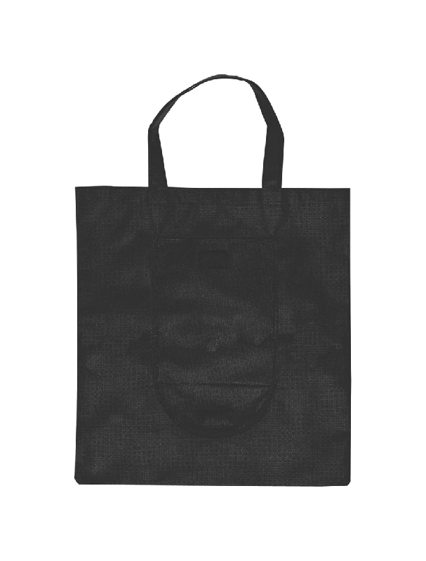 Sac shopping pliable - Non-woven 70 g/m² - Noir - Taille pliée 185×87 mm_0