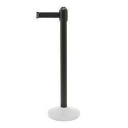 Securit® TrafficMaster Base Black - Socle 11kg pour poteau d'accueil en acier galvanisé noir avec corde rétractable 210cm_0