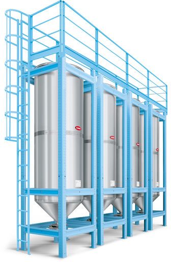 Silo de stockage à l'intérieur avec couvercle hermétique pour stocker des matières plastiques - Capacité de 1.800 à 19.200 dm³ - Ss - Moretto_0