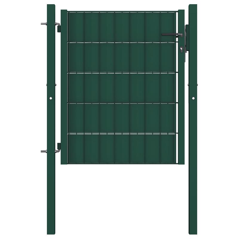 Vidaxl portail de clôture pvc et acier 100x101 cm vert 145228_0