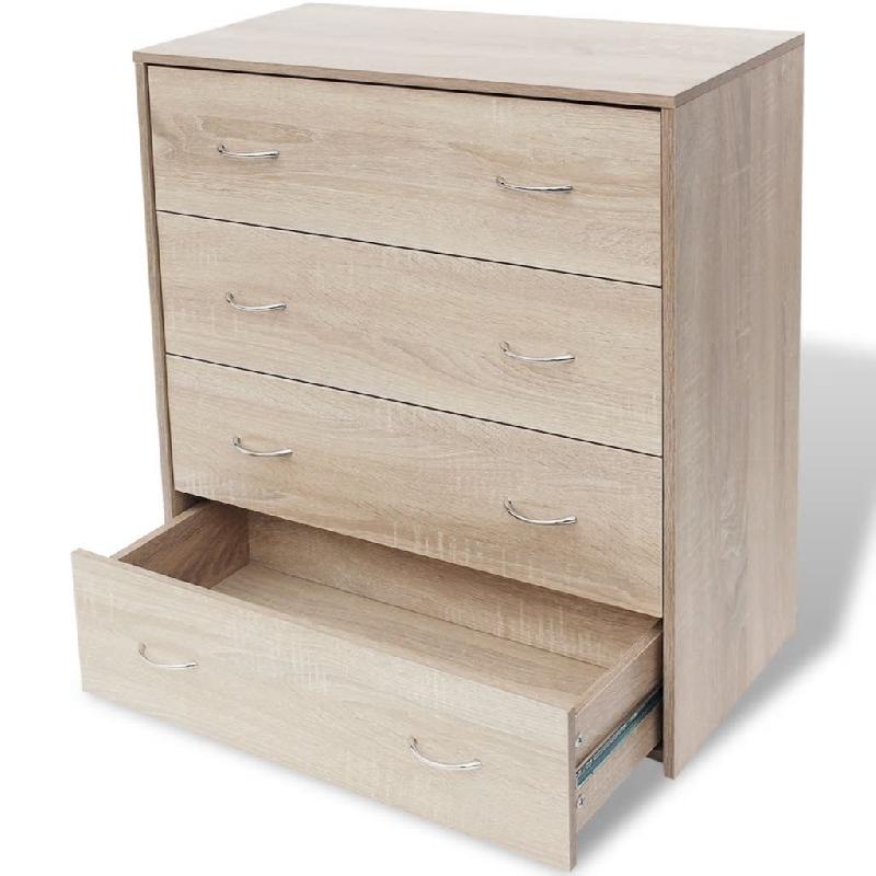 Buffet bahut armoire console - meuble de rangement avec 4 tiroirs coulissants 71 cm - couleur chêne marron 4402121_0