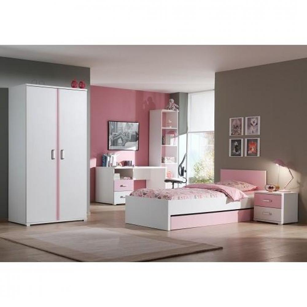 CHAMBRE COMPLÈTE VALENTINE DESIGN BLANC ET ROSE